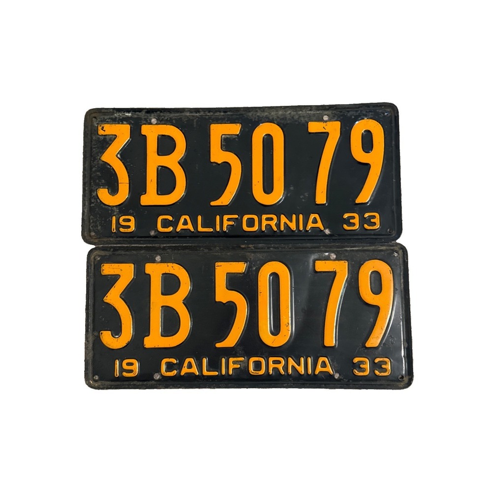 1933 33 California Plates Lincoln Chevrolet Plymouth Nash Hudson Buick Pontiac